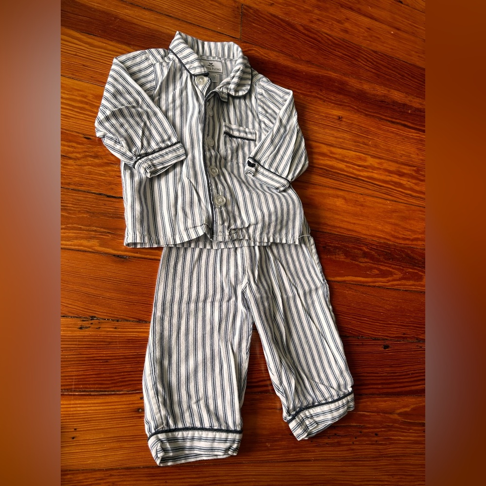 Petit Plume striped cream and black 2 piece big boy pjs